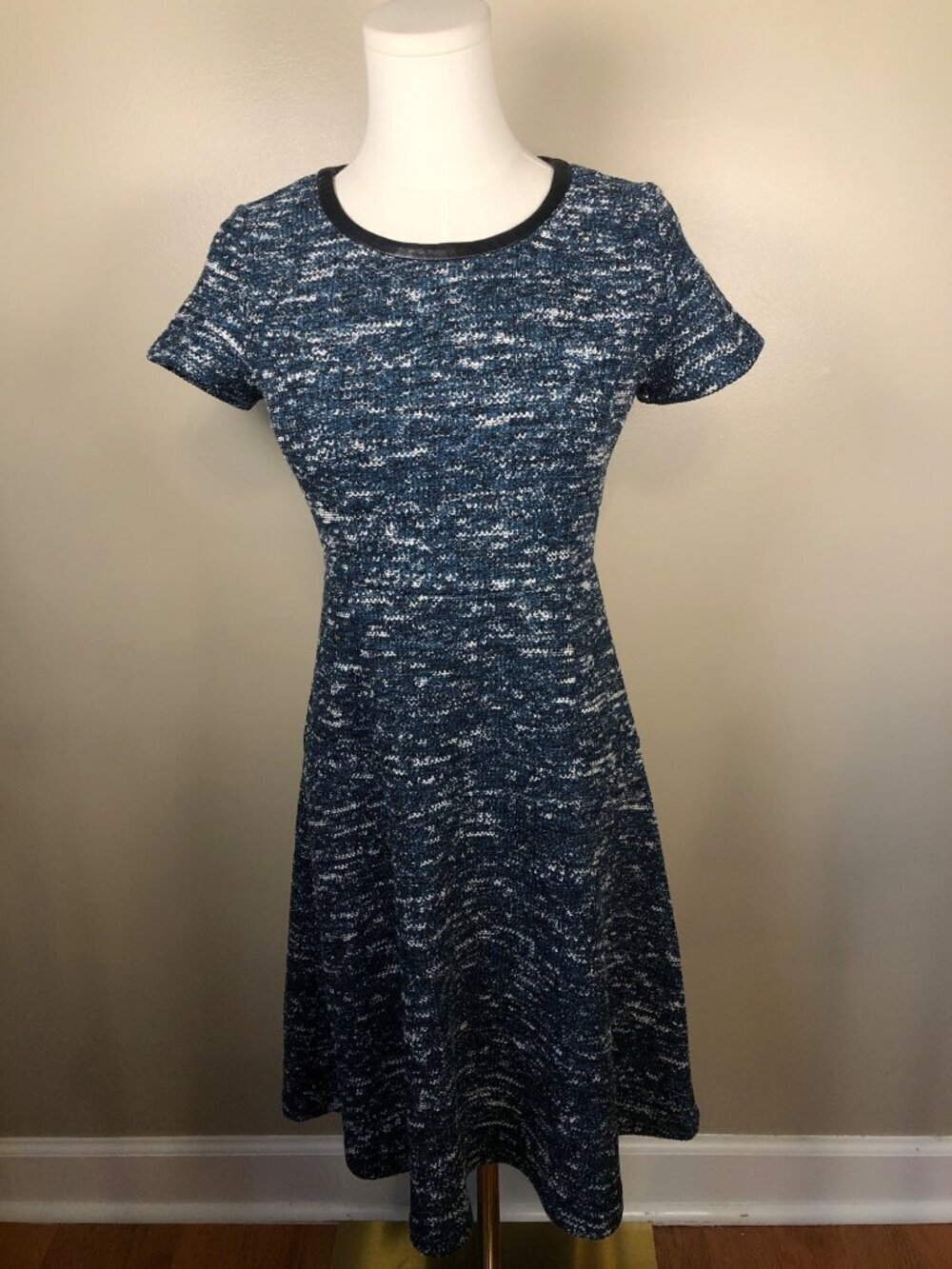 NWT Talbots Teal Textured Tweed Fit & Flare Career Dress Size 2P